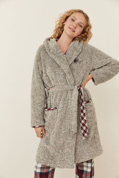 Womensecret Unisex grey fleece robe grey