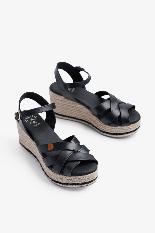 Popa Gialos leather low wedge sandal black