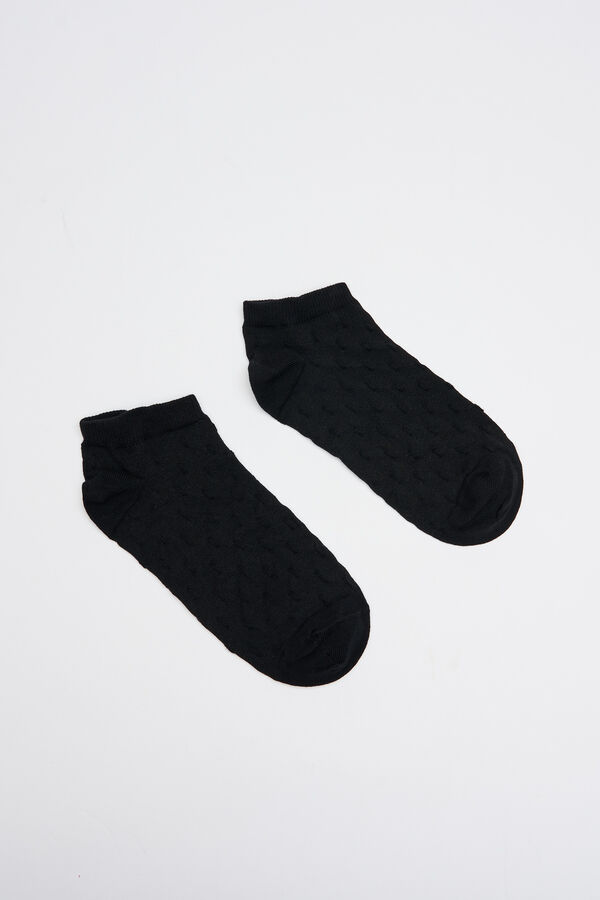 Womensecret Kratke crne pamučne čarape Crna