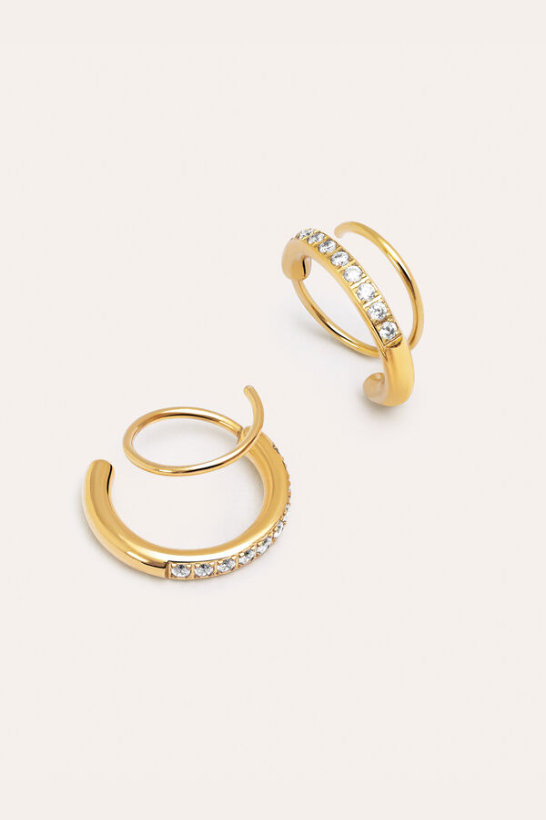 Singularu Pendientes Swirl Acero Ba&ntilde;o Oro amarillo