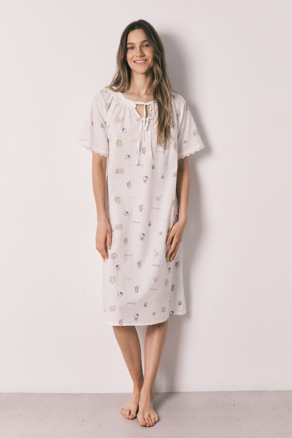 Women'secret Cotton bows nightgown Hello Kitty beige