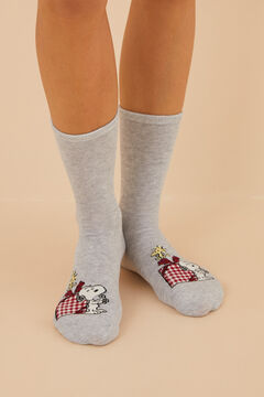 Womensecret Pack 6 calcetines algodón Snoopy gris estampado