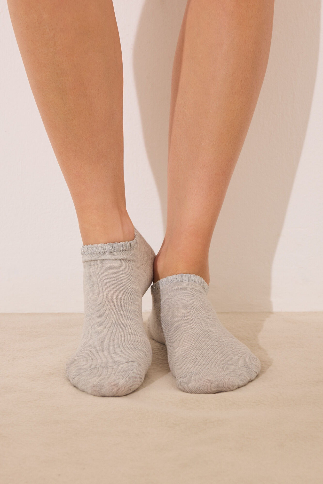 Women'secret Pack 3 calcetines cortos grises lurex