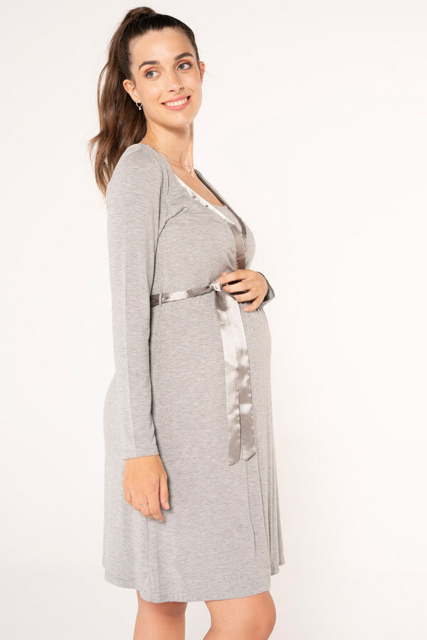 Womensecret Nursing nightgown with satin belt gris