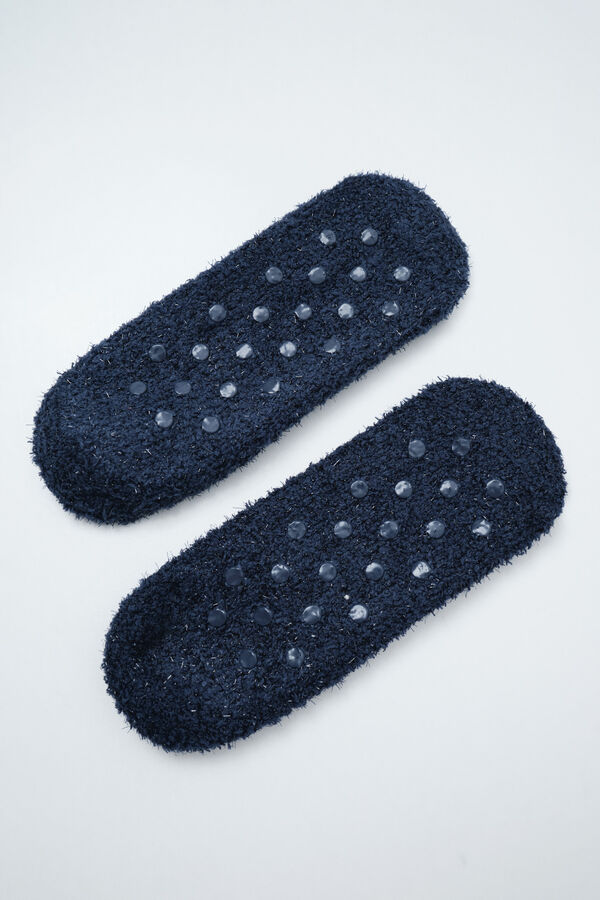 Women'secret Blue fluffy slip on socks blue