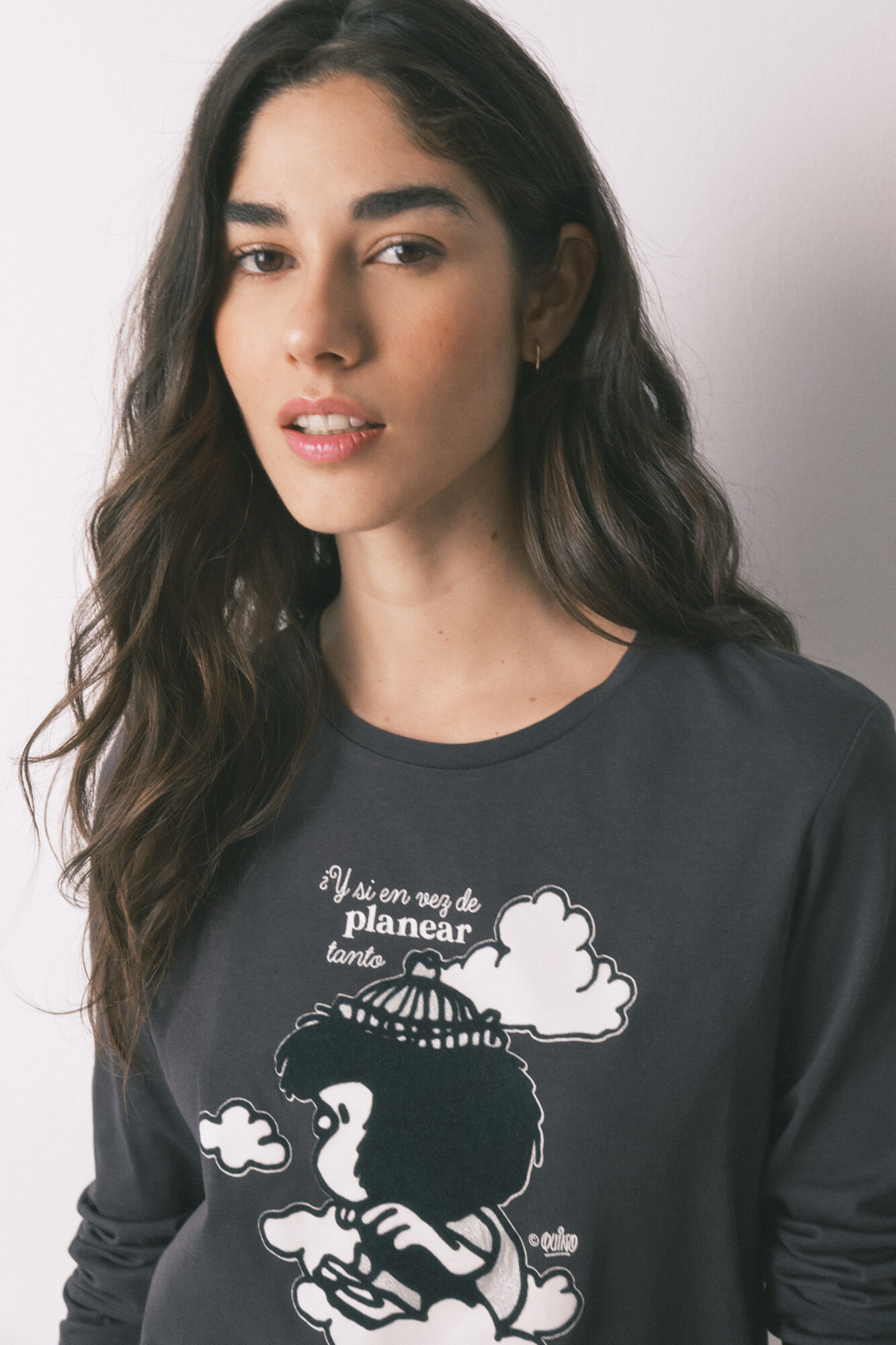 Women'secret Grey 100% cotton print long pyjamas MAFALDA