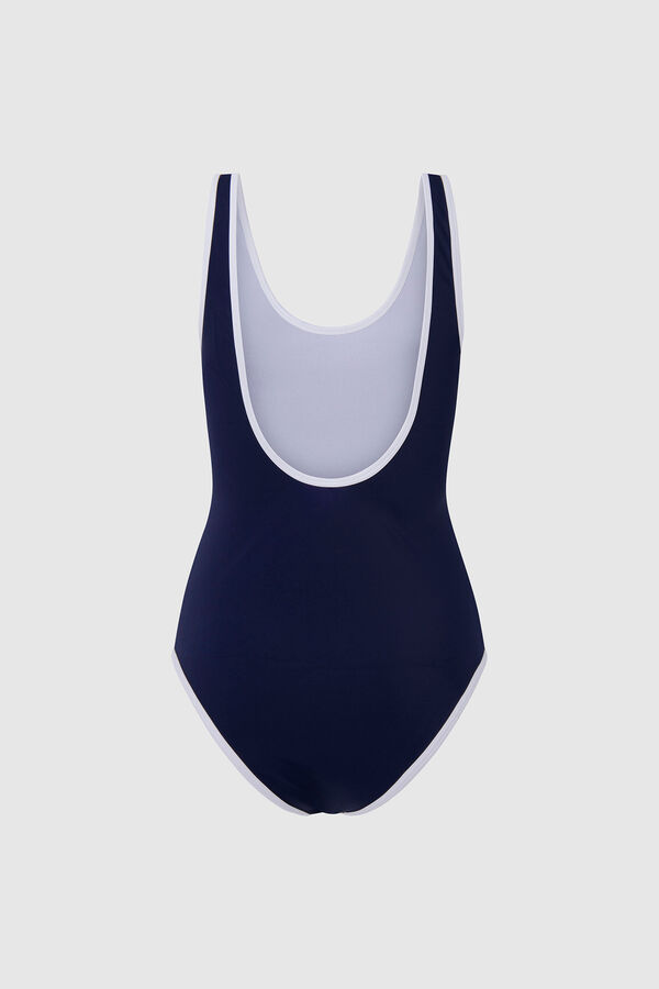 Womensecret Plain Swimsuit with Printed Logo Blau