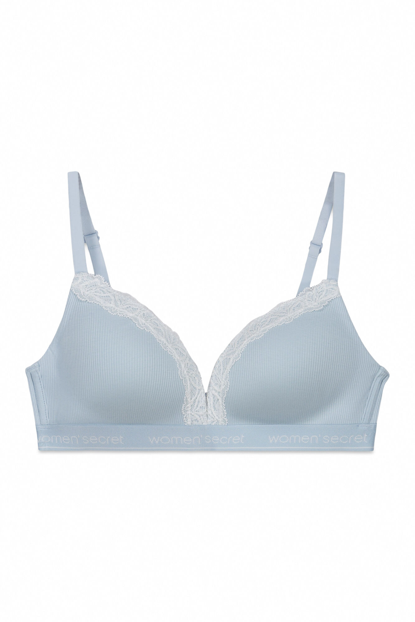 Blue cotton ribbed triangle bra CHARMING | Bras | WomenSecret