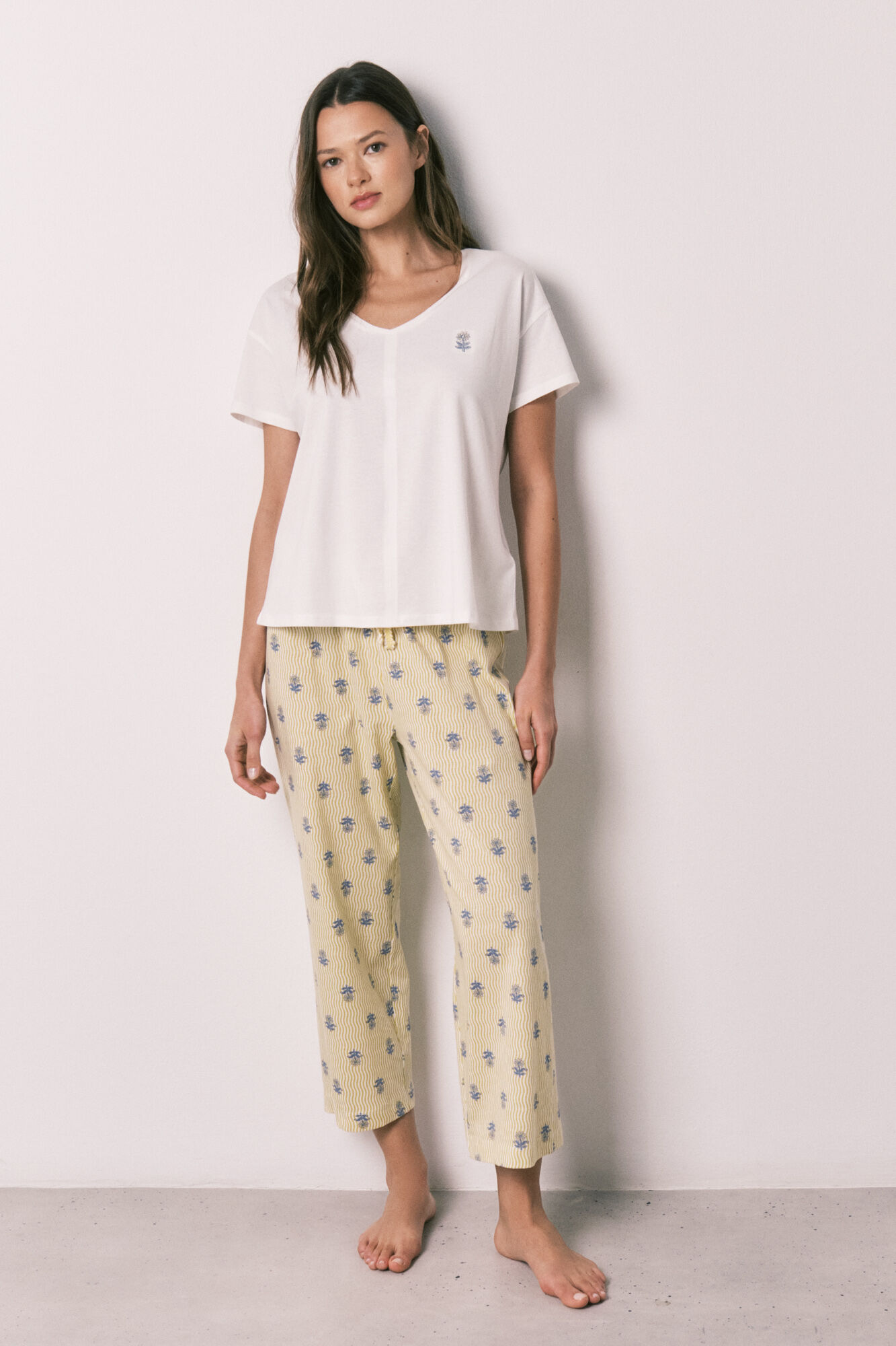Women'secret White cotton capri pyjamas