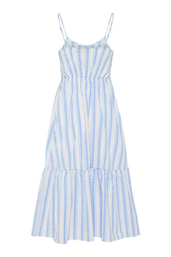 Womensecret 100% Cotton midi dress. With V-neck and straps. blue