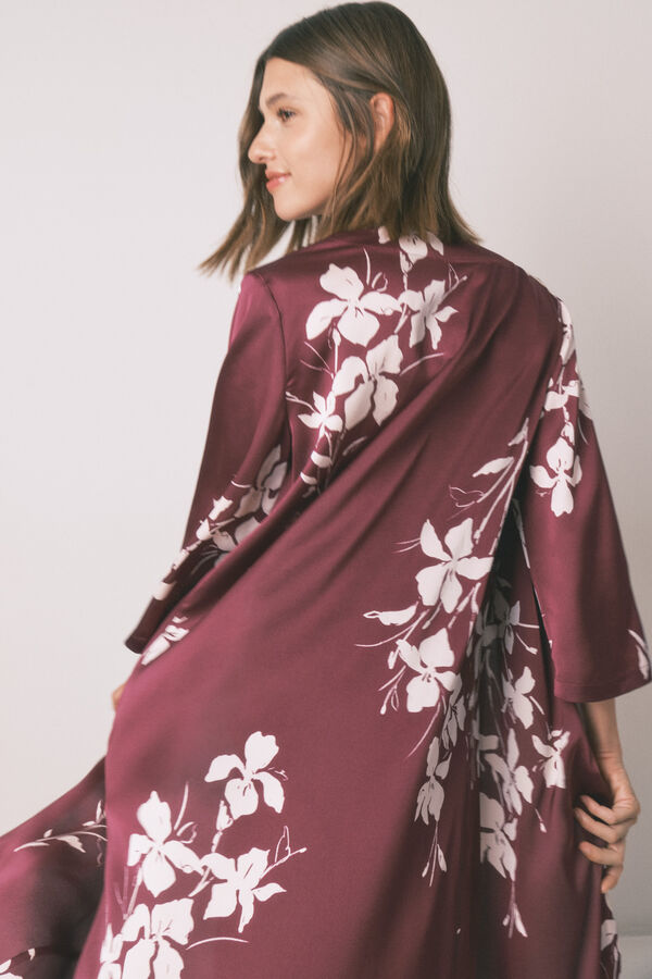 Women'secret Robe maroon floral robe brown