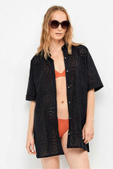 Gisela Camisola 100% algod&oacute;n brocado negro