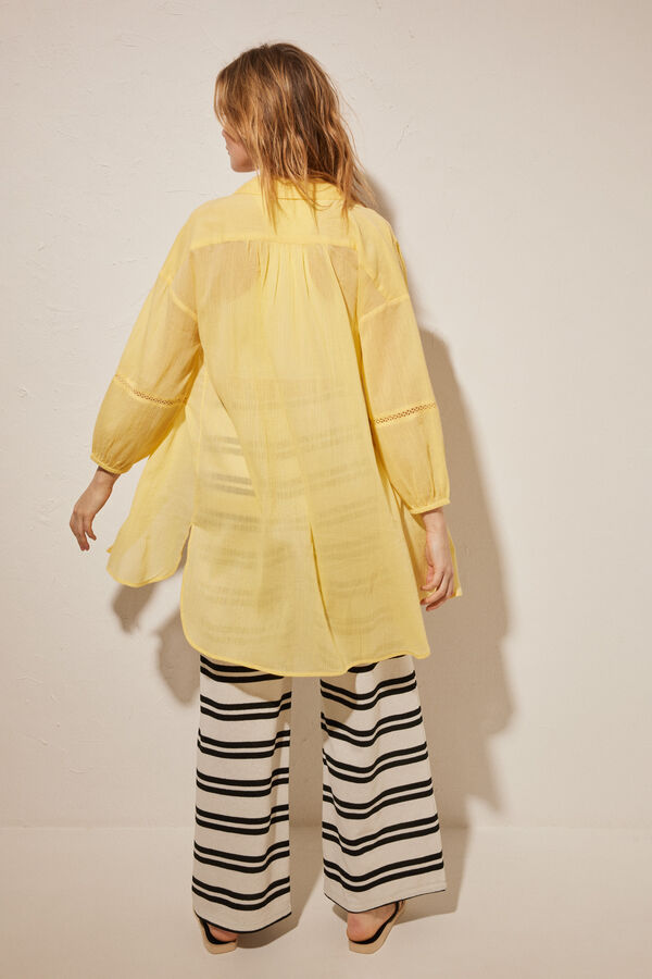 Womensecret Strand-Damenunterhemd 100 % Baumwolle Gelb mit Print