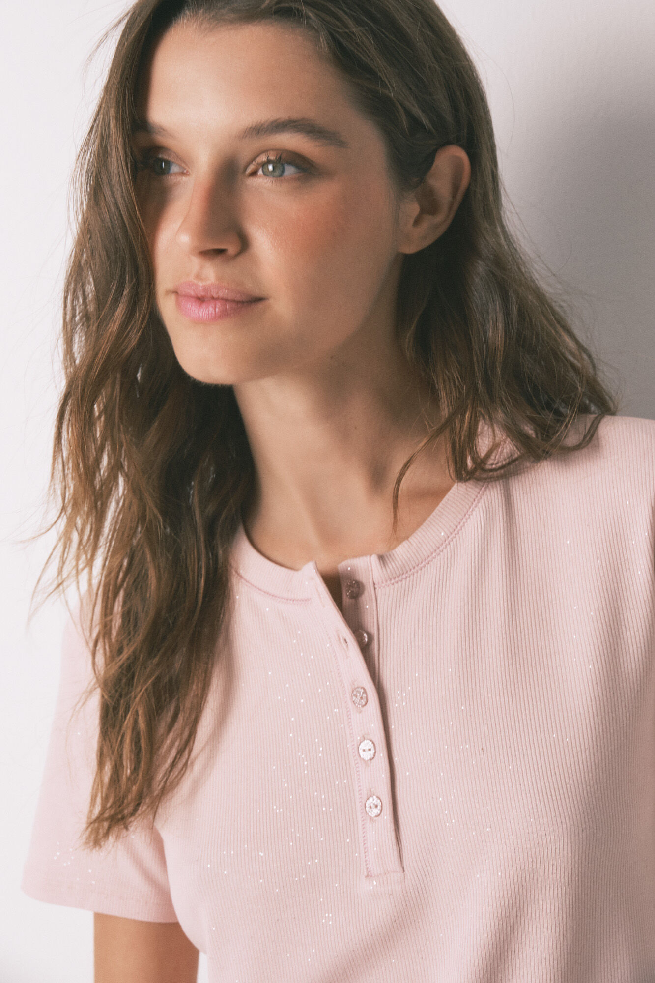 Women'secret Pink glitter viscose short sleeve T-shirt