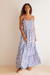 Womensecret Long blue zebra ruffle dress blue