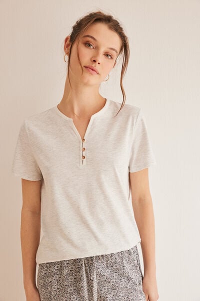 Womensecret T-Shirt 100 % Baumwolle Hellgrau Grau