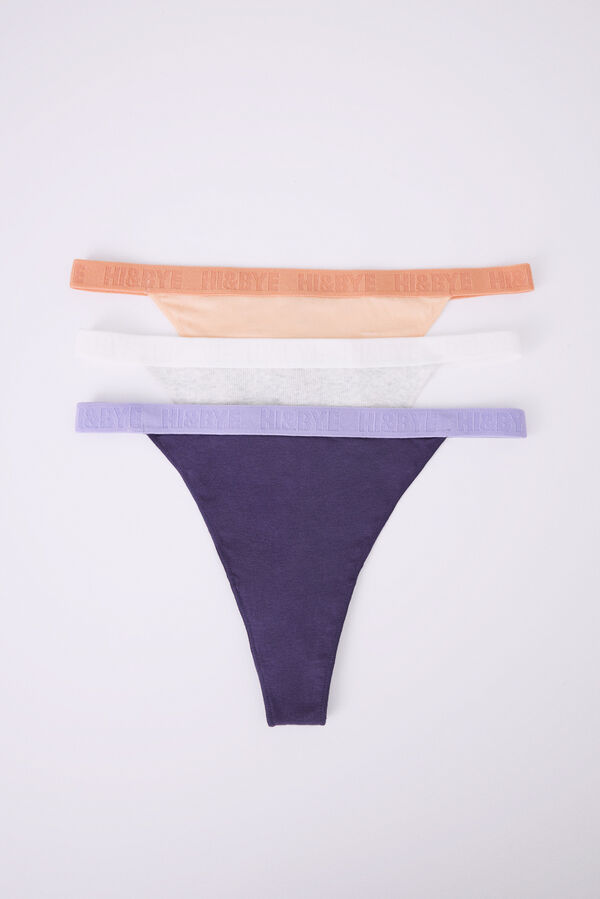 Womensecret Pack 3 tangas algodón gris, morado y naranja 