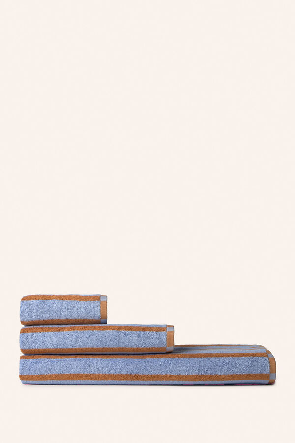 Calma House Blue striped terry cotton hand towel Saturn 50x90 blue