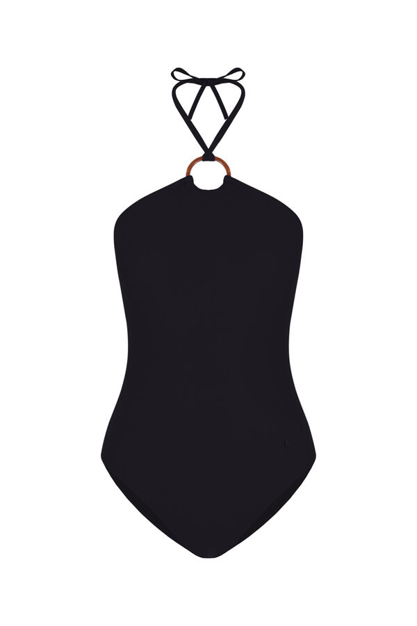 Womensecret Crni kupaci kostim koji oblikuje s prstenima Crna