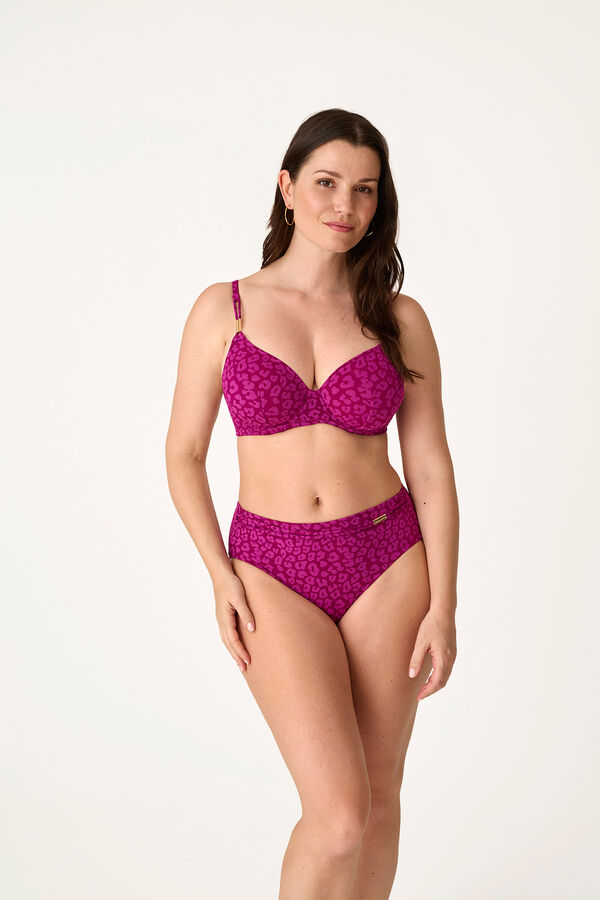Promise Top bikini aros animal print fucsia