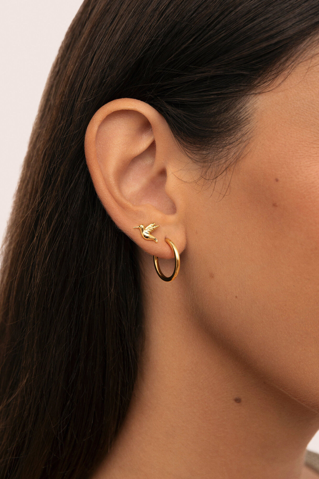 Singularu Goldfarbener Kolibri-Ohrring