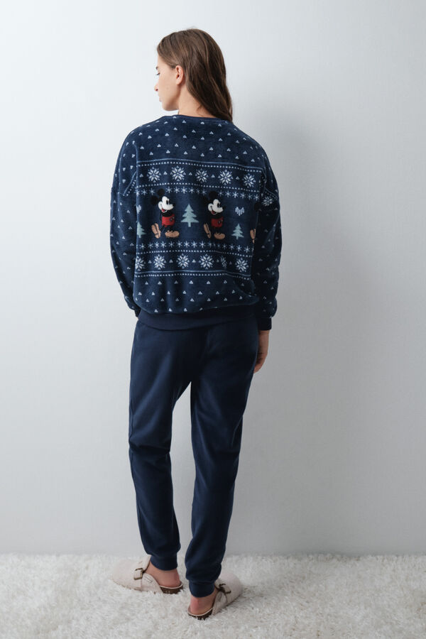 Women'secret Mickey fleece long pyjamas blue