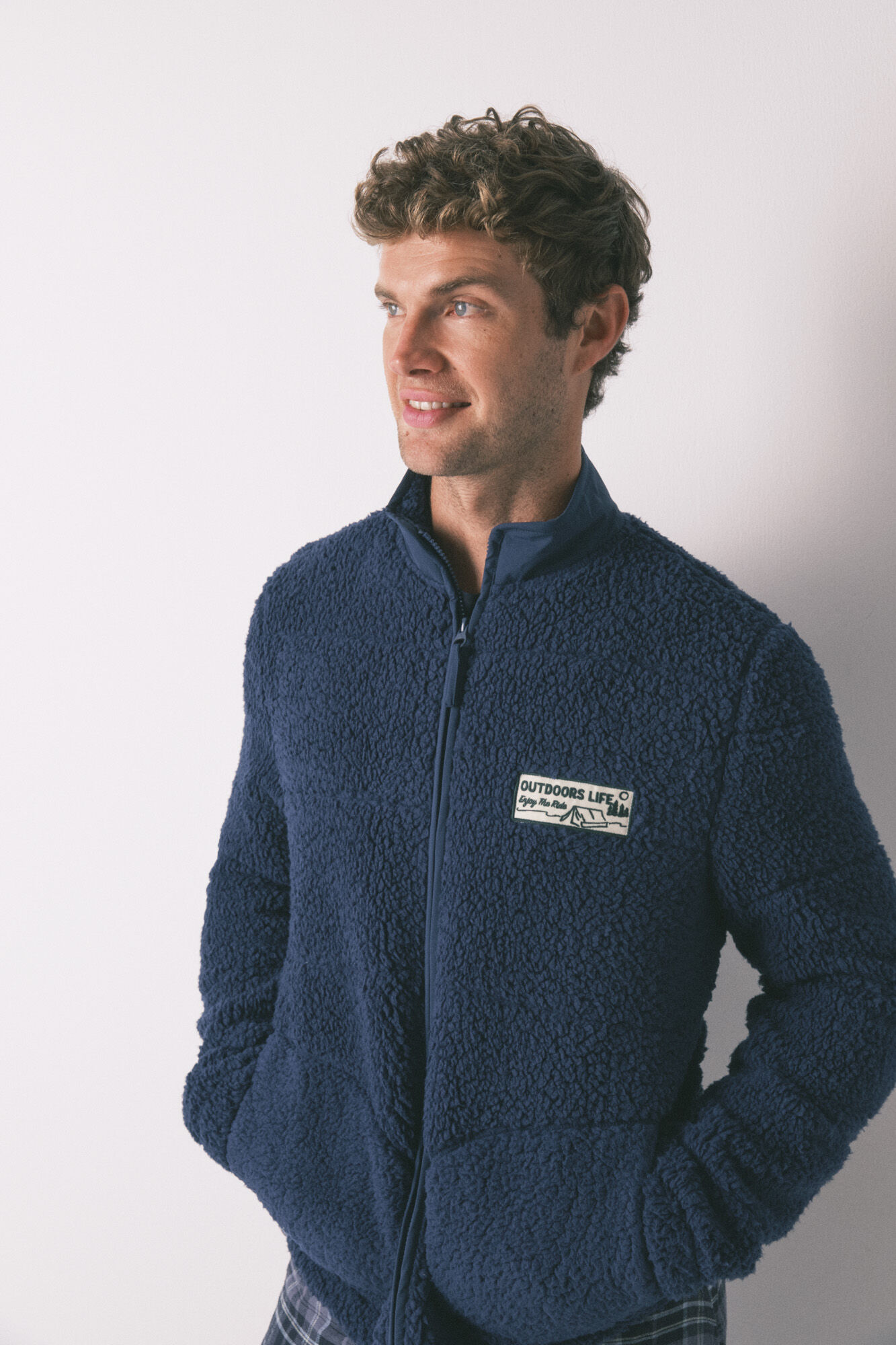 Women'secret Blue faux shearling stockings robe