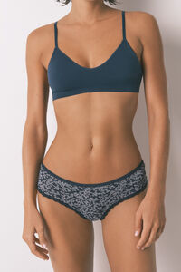 Women'secret Cueca brasileira larga com estampa de mini flores azuis