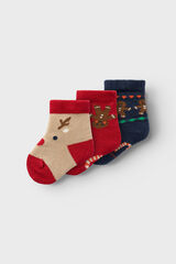 Name it Pack 3 calcetines navide&ntilde;o beb&eacute; ni&ntilde;a rojo