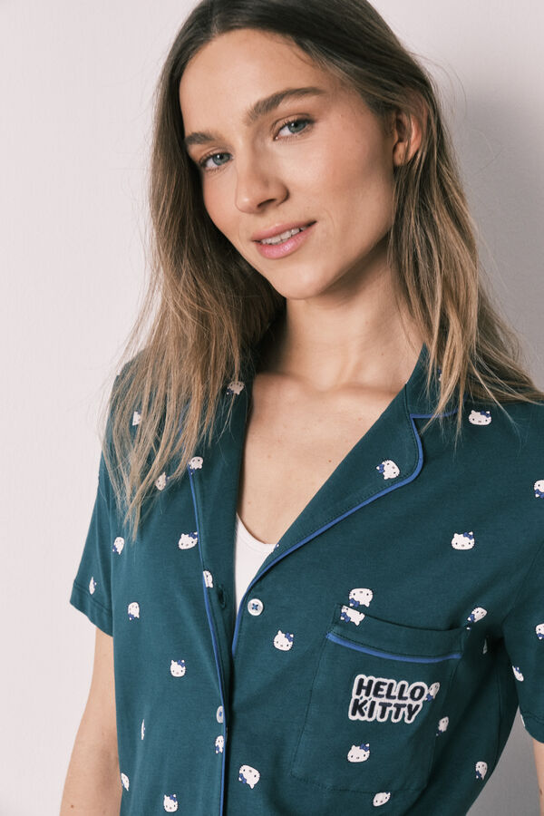 Women'secret Cotton classic short sleeve pyjamas Hello Kitty green