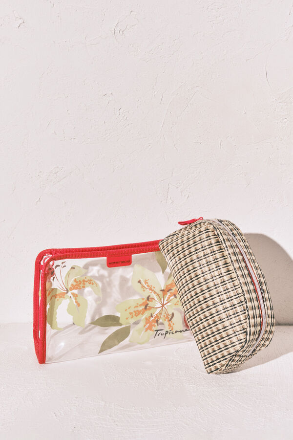 Women'secret Transparent and raffia vanity case pack beige