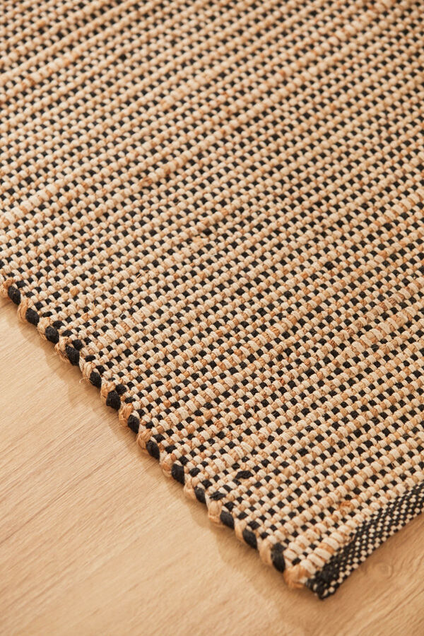 Calma House Alfombra de algod&oacute;n negro y yute West negro