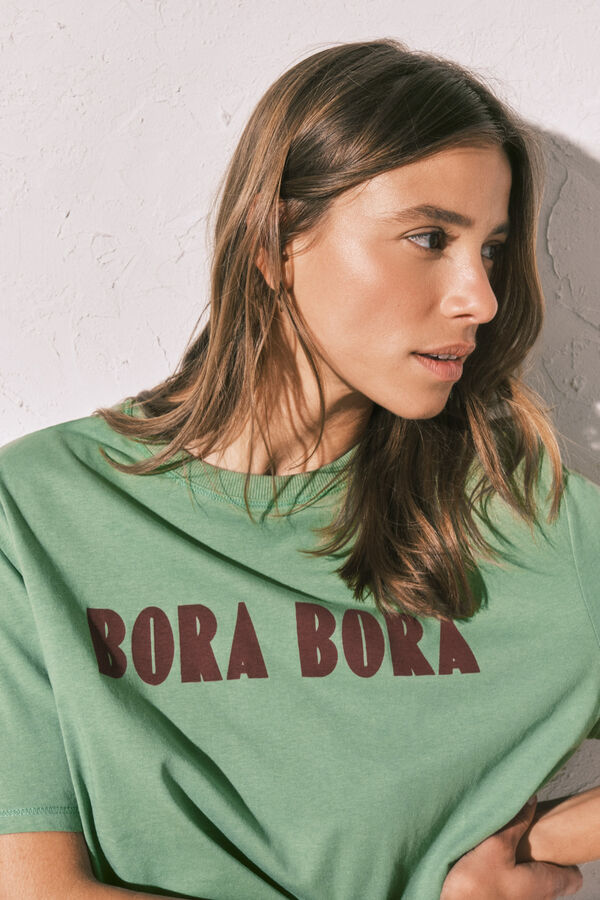 Women'secret Camiseta oversize algod&oacute;n verde verde
