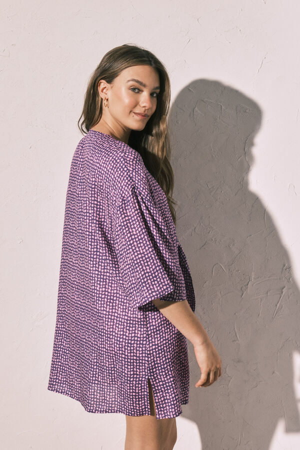 Women'secret Tunique kimono courte imprim&eacute;e taches rose