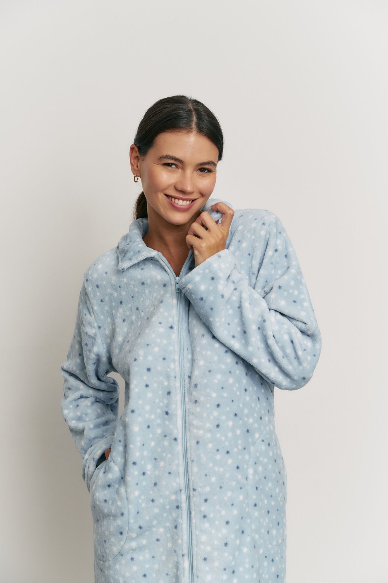 Promise Bata Peludo Estampado Estrellas