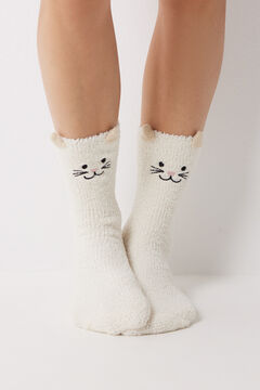 Womensecret Fluffy cat socks white