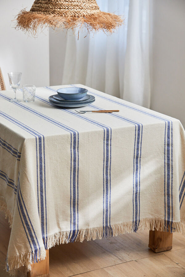 Womensecret Bari blue woven stripe tablecloth blue