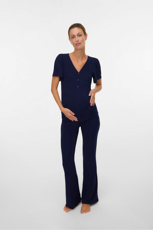 Mamalicious Pijama manga corta Maternity y lactancia azul