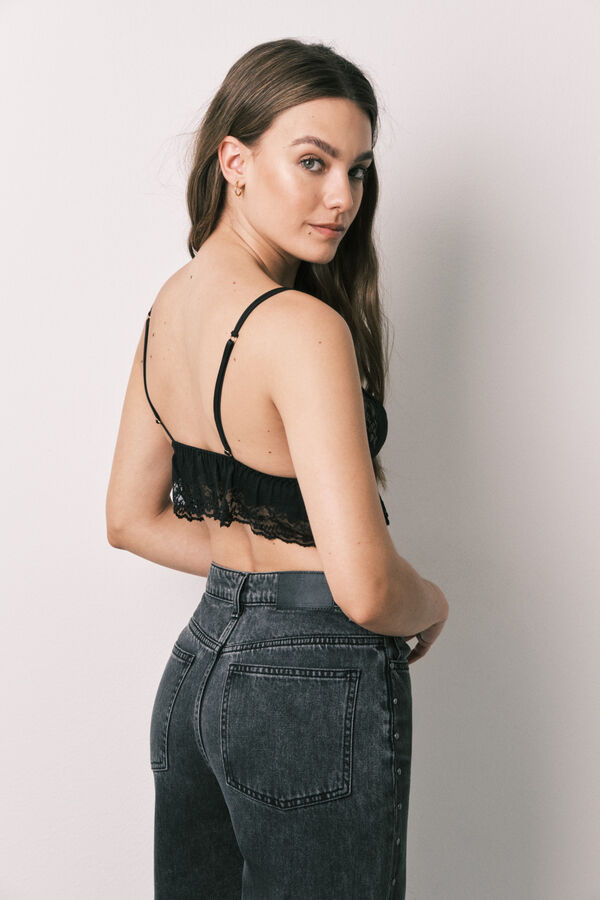Women'secret Black lace triangle bralette bra black
