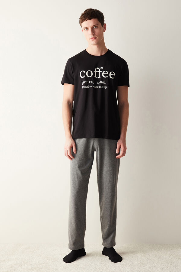 Womensecret Conjunto de pijama estampado Coffee Written para hombre estampado