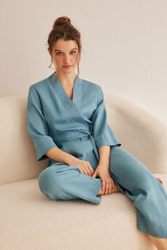 Womensecret 3-piece linen pyjama set blue