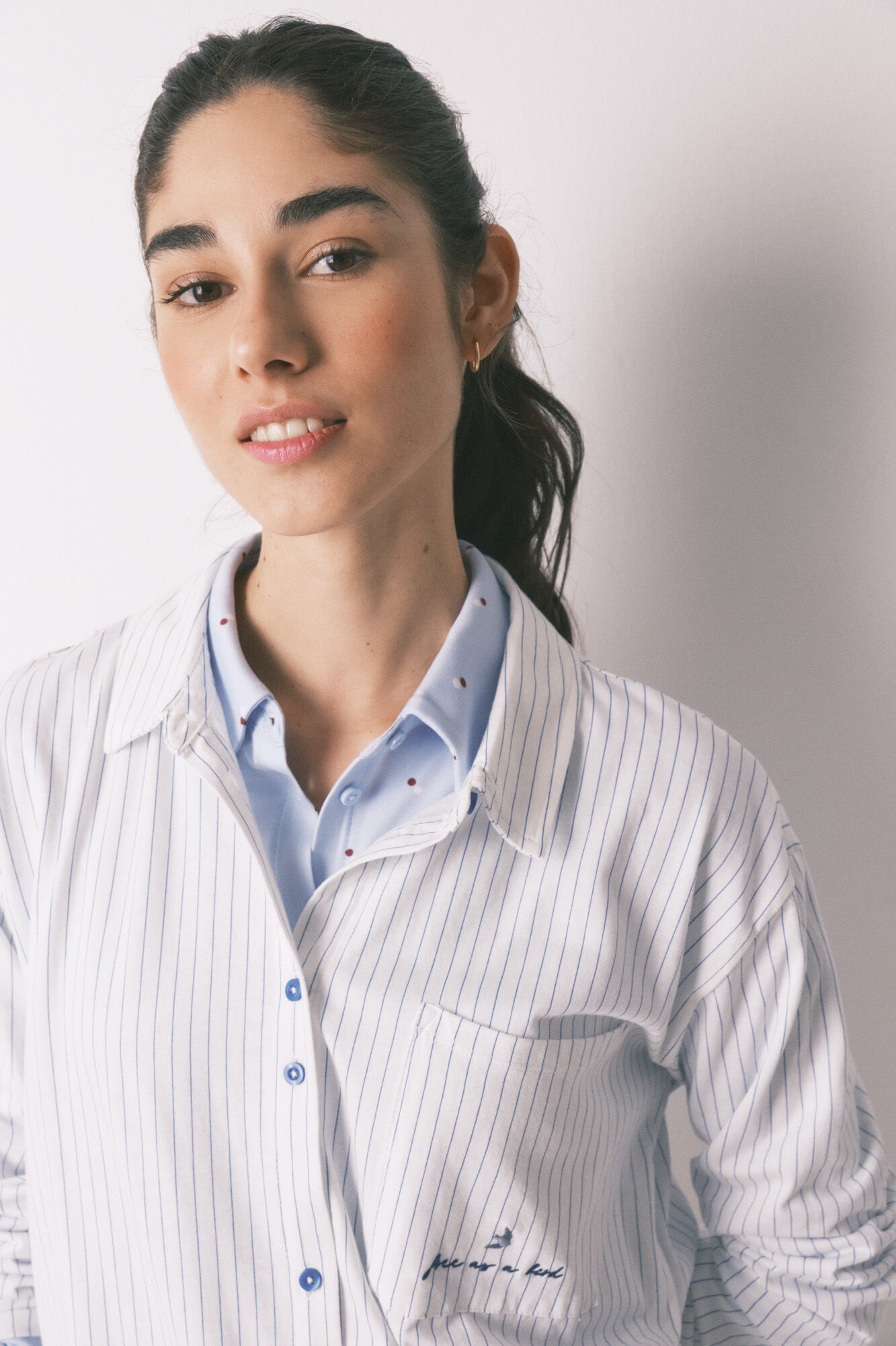 Women'secret White 100% cotton classic long striped pyjamas