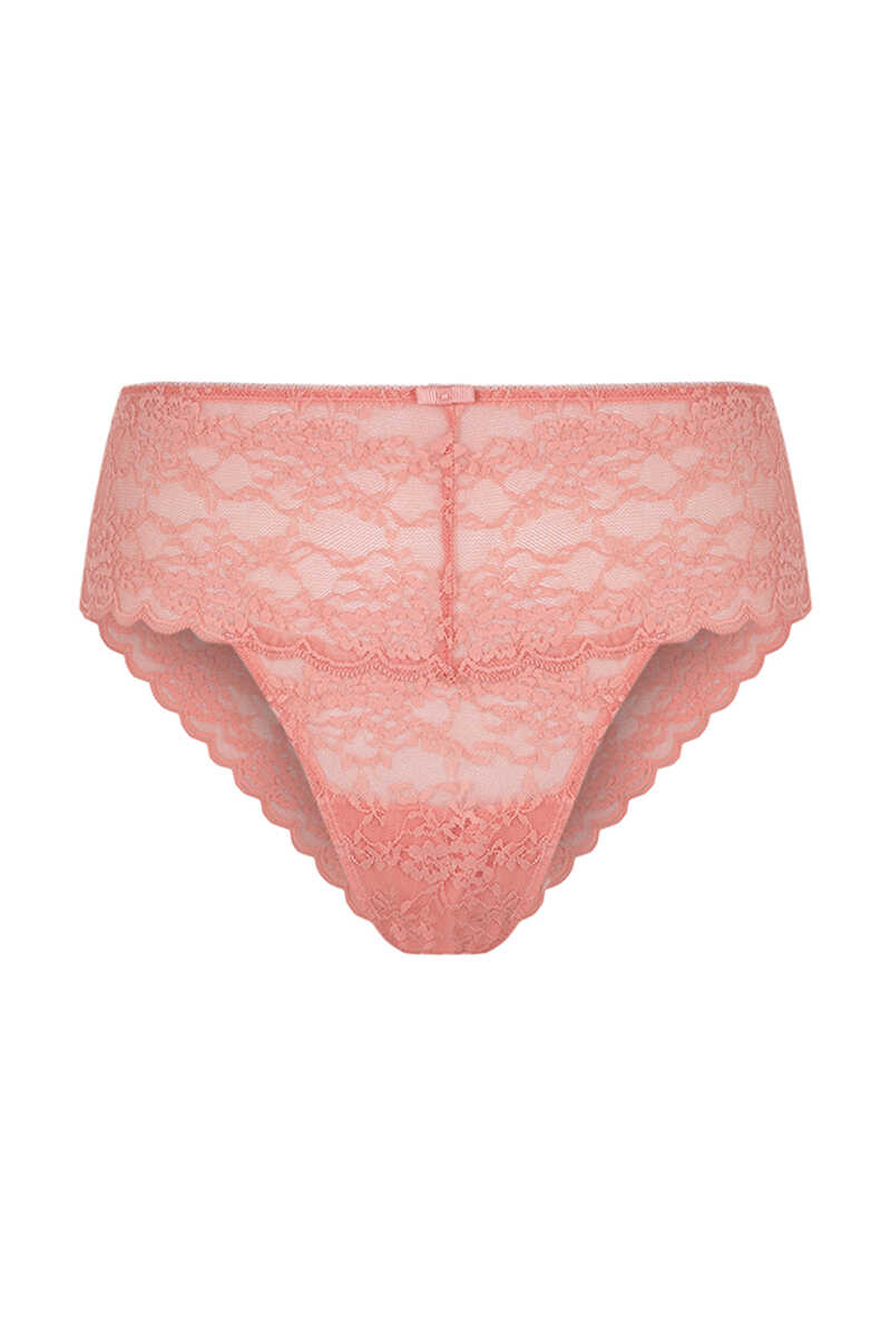 Womensecret Coral Brazilian wide side lace panty red