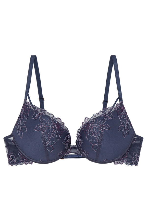 Womensecret GORGEOUS Blue embroidered tulle push-up bra Plava