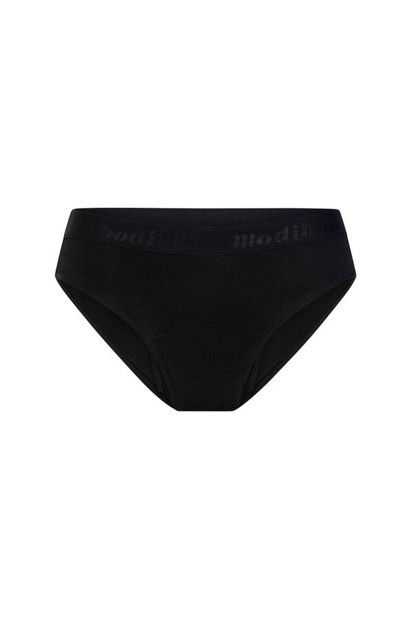 Womensecret Teen hipster black organic cotton period panties - moderate to heavy absorbency Crna