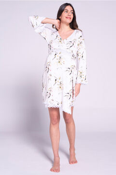 Womensecret Maternity printed robe with lace white