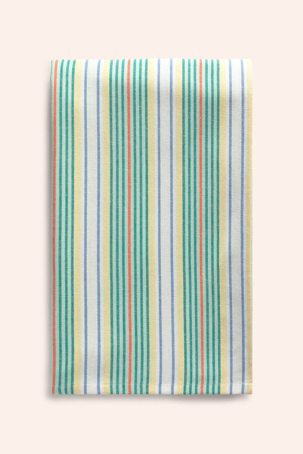 Calma House Recycled cotton sofa cover with turquoise striped Haiti blue