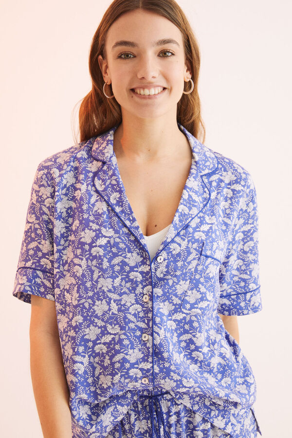 Womensecret Plava pidžama košulja s uzorkom S uzorkom