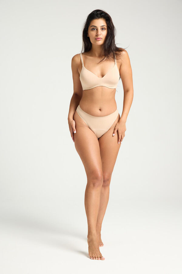 Modibodi Braga Brasile&ntilde;a Menstrual Seamless Flujo Abundante Cashew beige