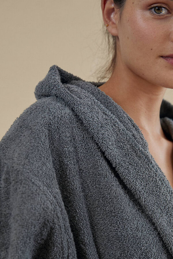 Womensecret Cotton hooded bathrobe grey